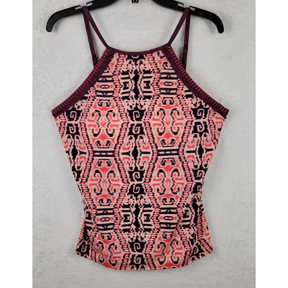 Tankini Top XL Swimming Bathing Tank Only Swimsuit Peach Burgundy Aztec Beach